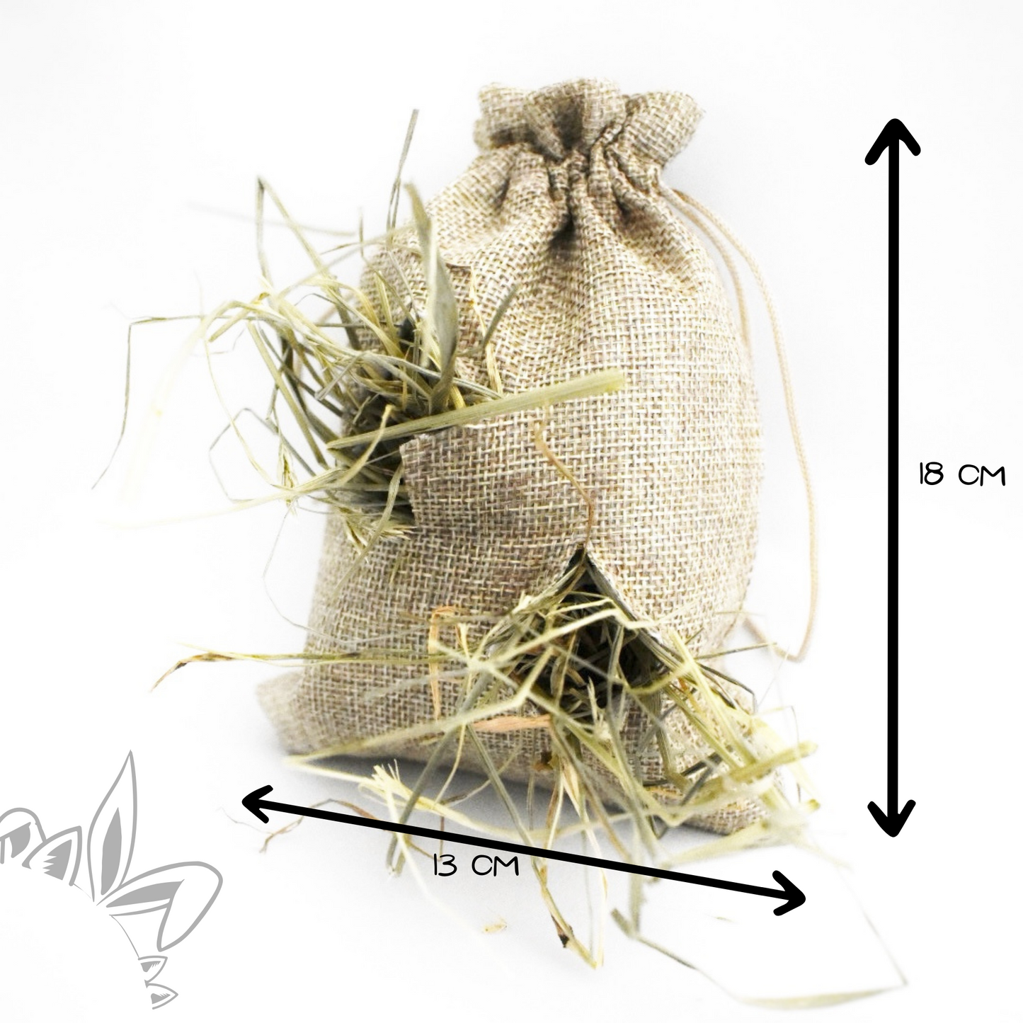 Sac au trésor : jeu au foin pour votre lapin à personnaliser avec ou sans friandises naturelles.