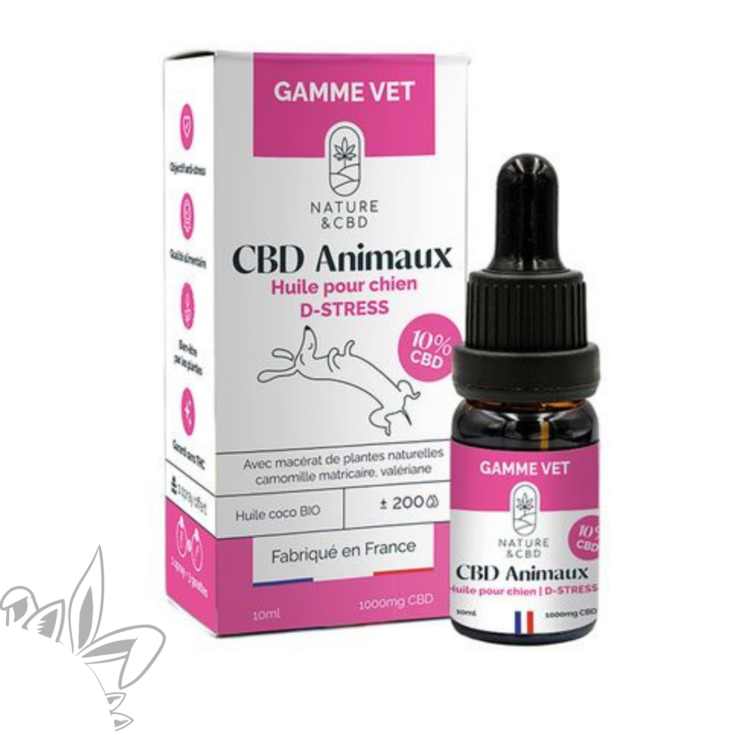 Huile de CBD pour chiens D-Stress 10% - Gamme Vet