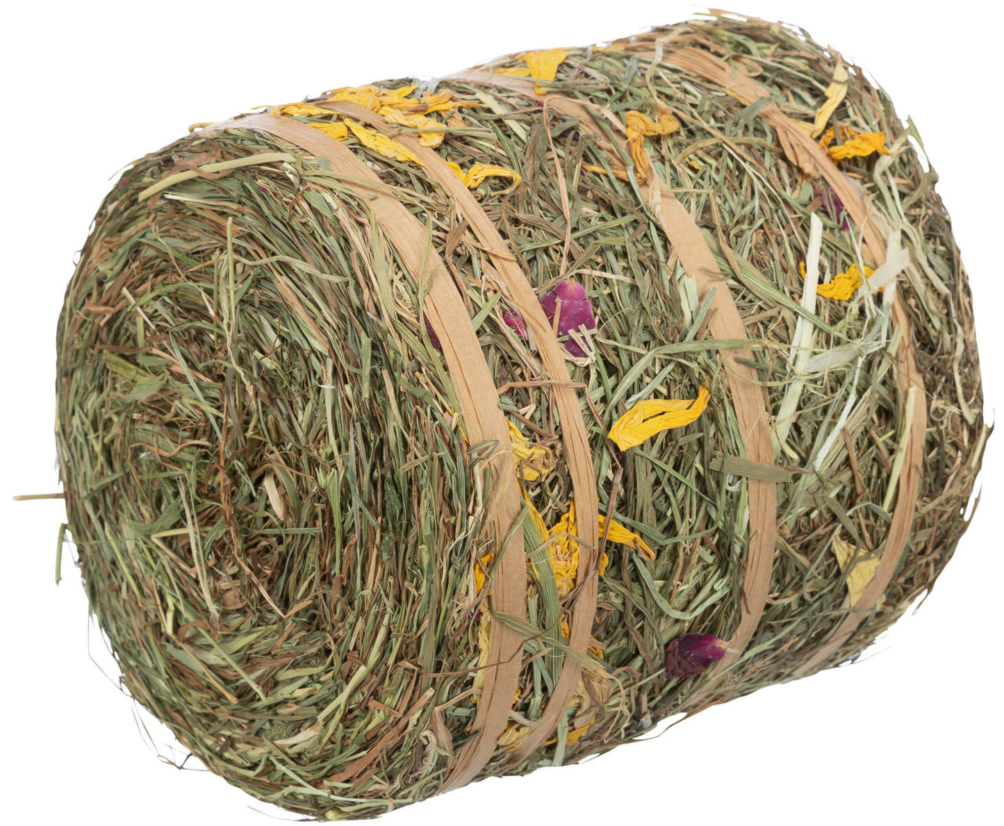 Rouleau de foin aux fleurs pour lapin