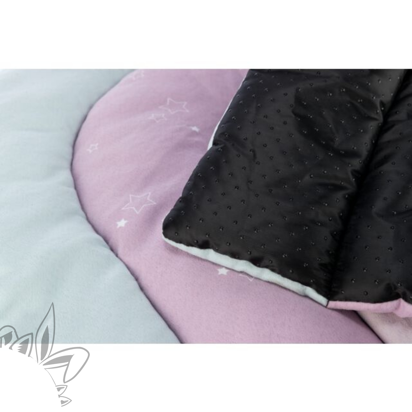 Junior matelas patchwork pastel pour chiens, chats et lapins. Beige, rose et vert. Ante derapant.