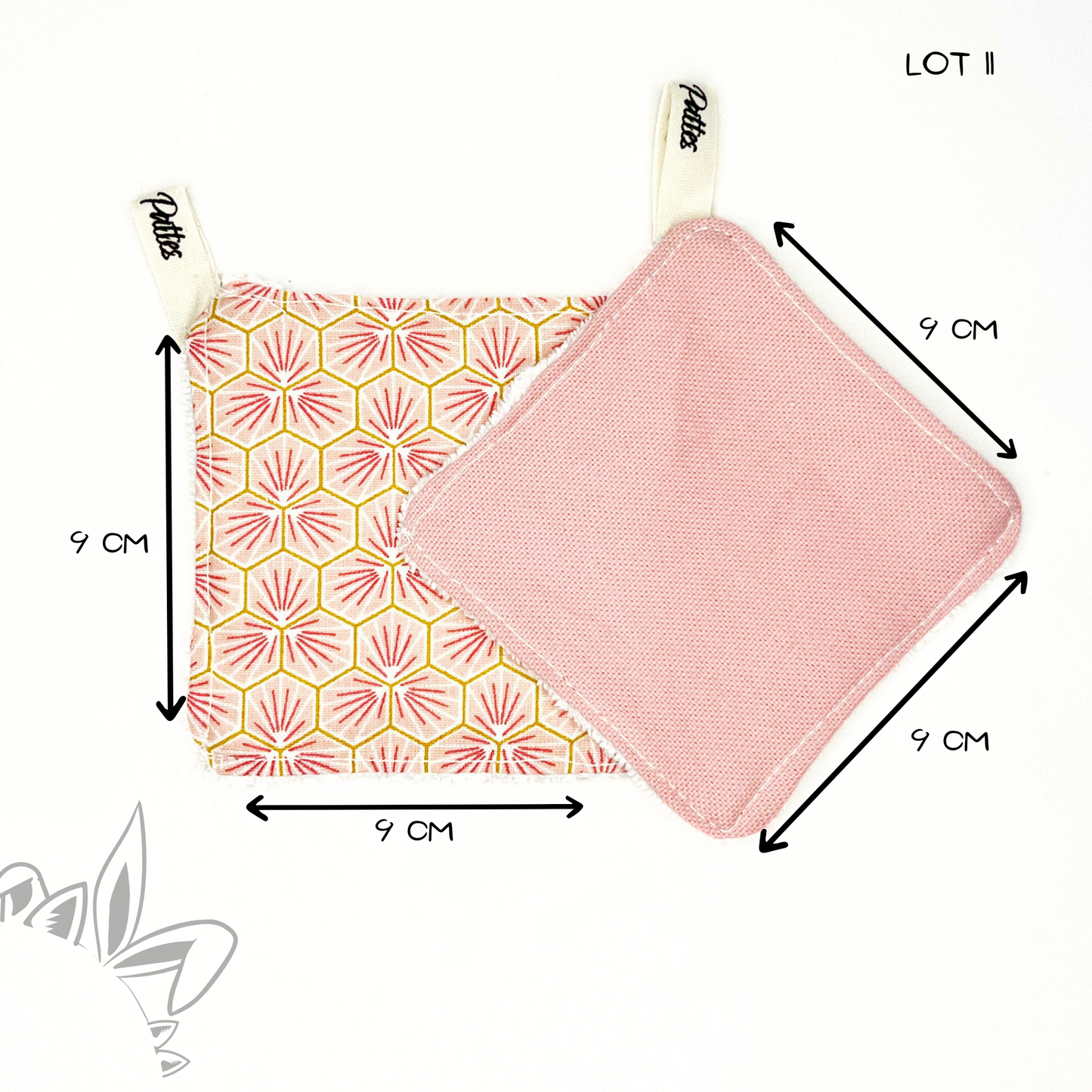 Lingettes tissu origami rose - Uniques