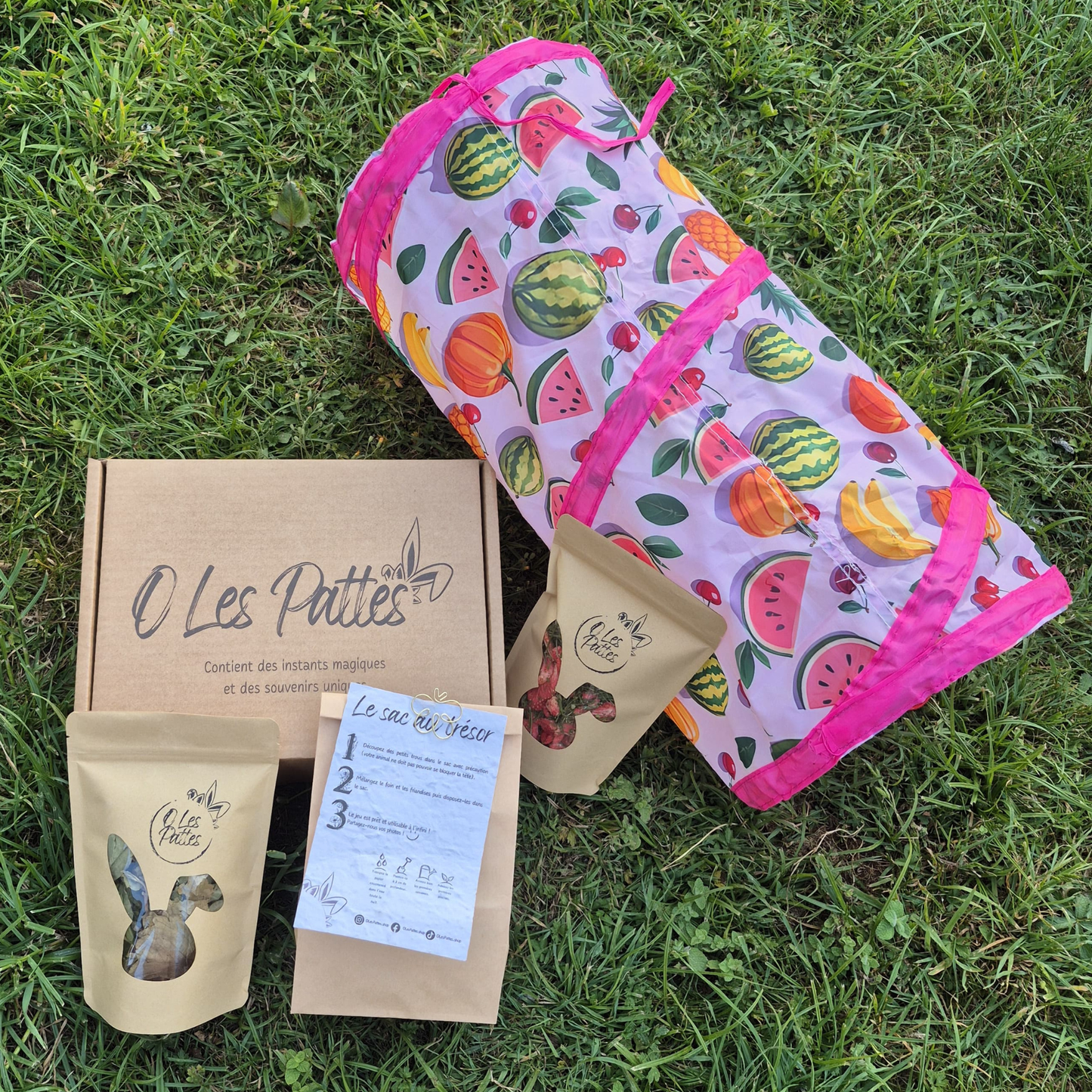 Box mensuelle pour lapin juillet - Friandises, jeux et bonheur