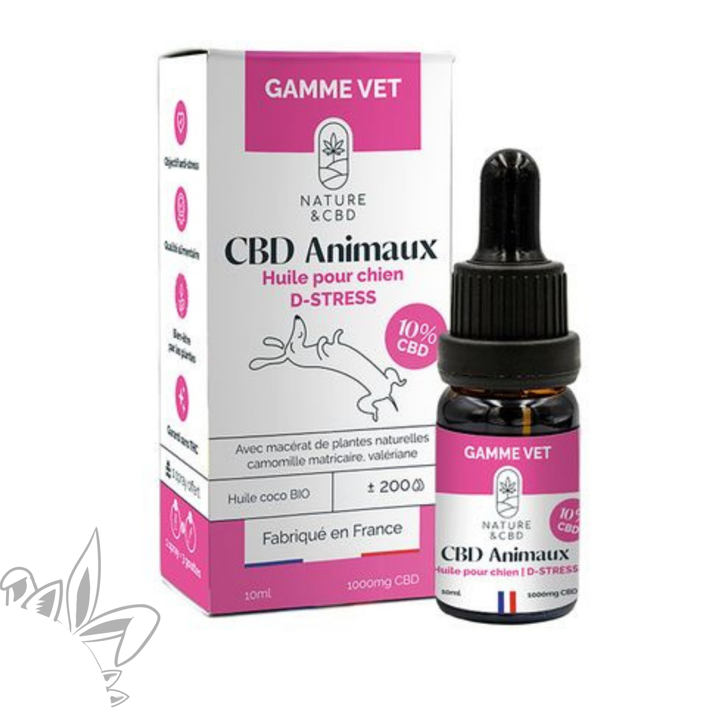 Huile de CBD pour chiens D-Stress 10% - Unique