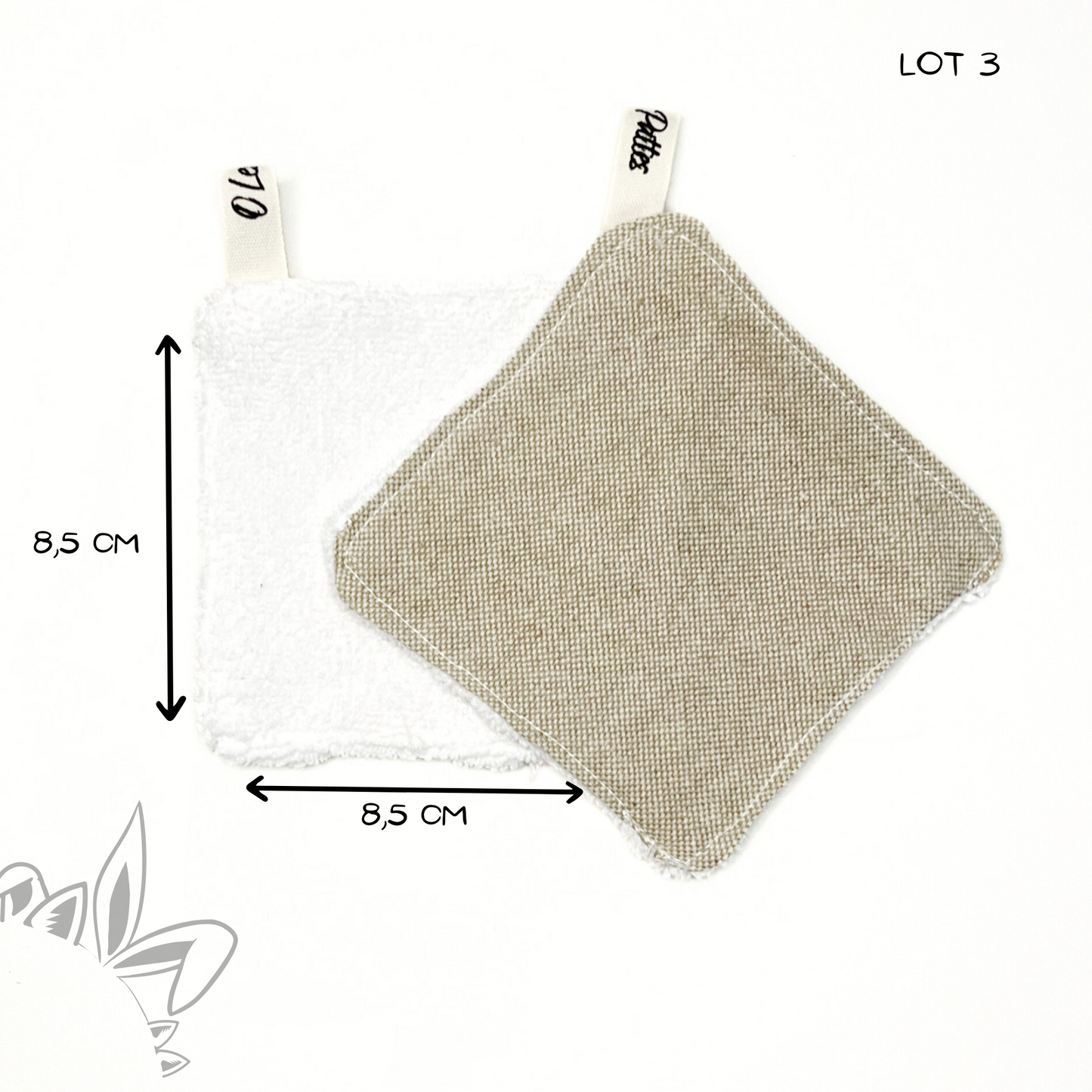 Lingettes tissu beige - Uniques