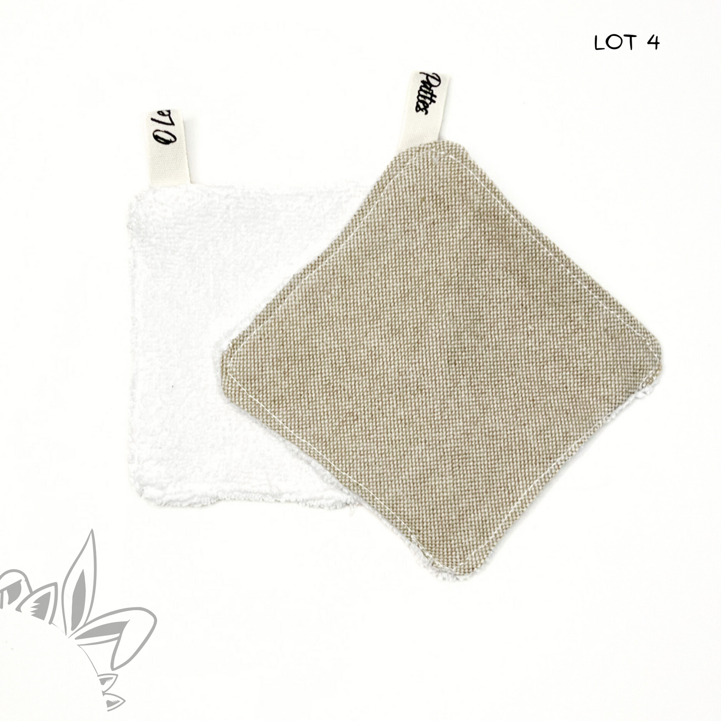 Lingettes tissu beige - Uniques