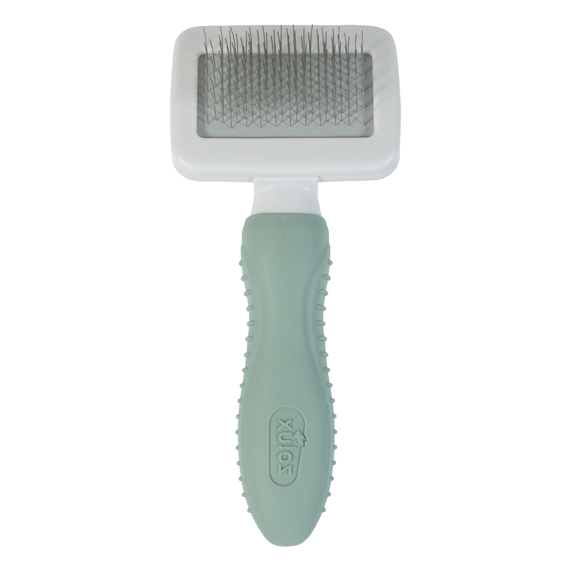 Brosse carde pour lapin et rongeur avec picots souples. Démêle le sous-poil, élimine les nœuds et réduit la perte de poils. Manche ergonomique antidérapant.